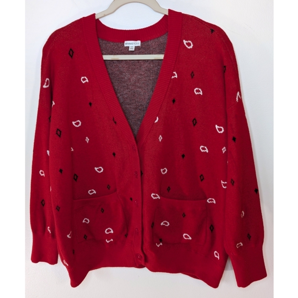 Minnie Rose Cashmere Blend Oversized Button Down V-neck Cardigan One Size
